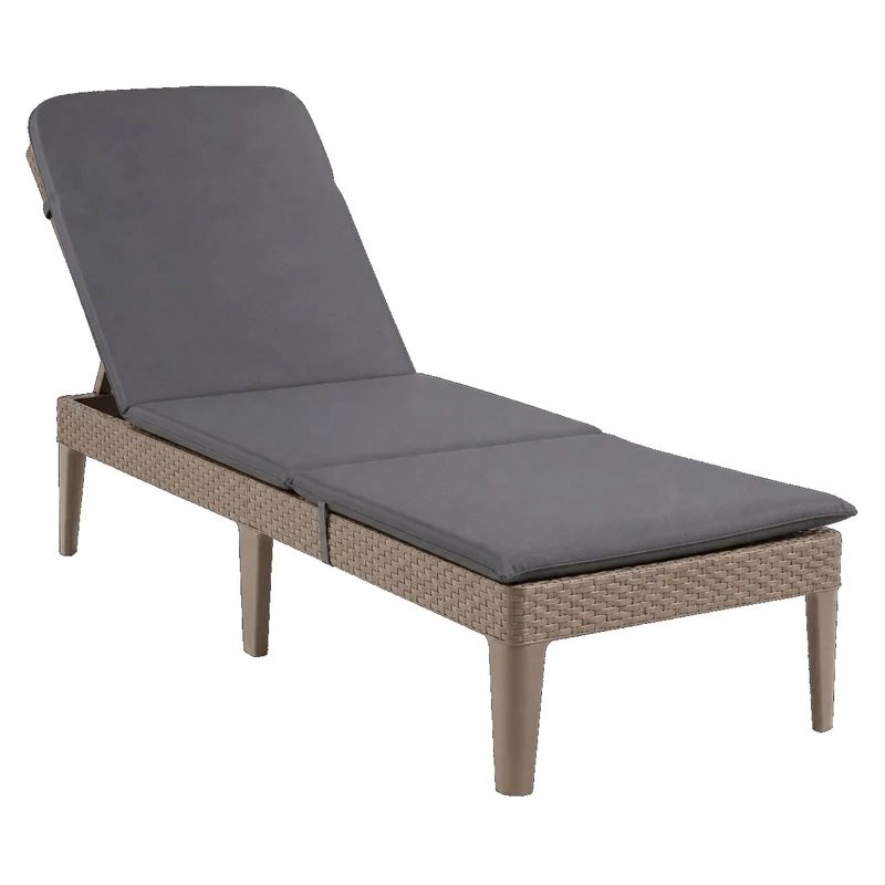 Jaipur Sun Lounger Adjustable Garden Lounger, Cappuccino + Jaipur Lounger Cushion, Dark Gray, S-500 Fabric, Size 190x60 cm
