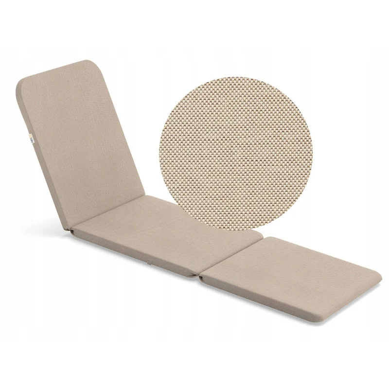 Jaipur Sun Lounger Adjustable Garden Lounge Chair, Cappuccino + Jaipur Lounge Chair Cushion, Beige, S-550 Melange Fabric, Size 190x60 cm