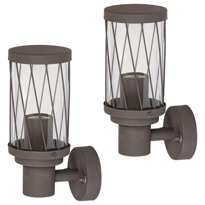 Rabalux Budapest Outdoor Wall Sconce, IP44, brown, E27 socket, max 40W, 8888, 2 pieces
