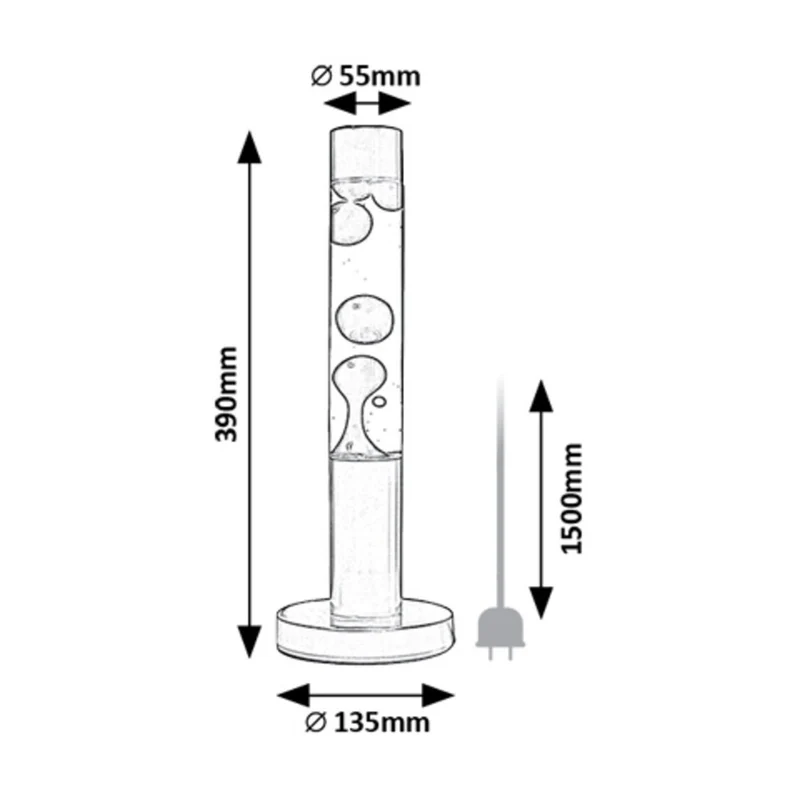 Rabalux LED lava lamp, 25W, 3000 K, black wax, Lavastic