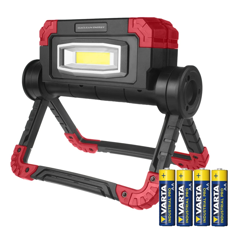 Maclean LED COB work lamp, 300 lm, 3 light modes, color temp.6500K, MCE439 + 4x Varta Industrial AA battery