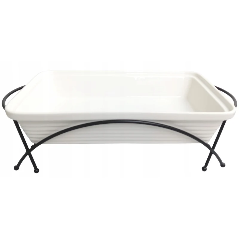 Maestro ceramic food warmer, rectangular, white color, capacity 2.4L, can be used in the oven, rack and lid with handle included, MR-11562-73