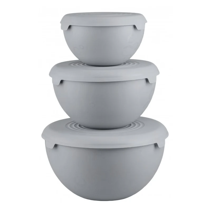 Practic Grey Plastic Bowl Set – 1.5L, 3L, 6L – Essential for Every Kitchen (#10031290)