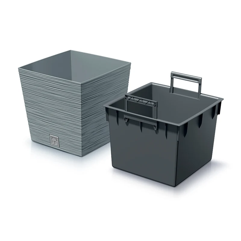 Prosperplast Furu Square Low insert flower pot DFS300-422U - color concrete (gray)