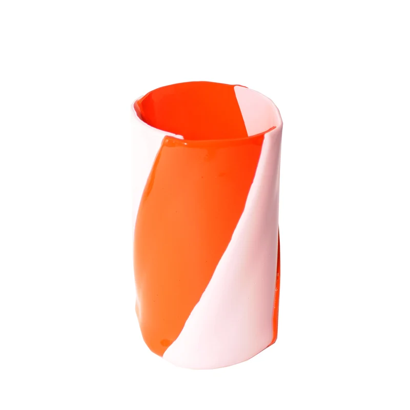 Resin Vase TWIRL Orange and Pink by Enzo Mari for Lezioni