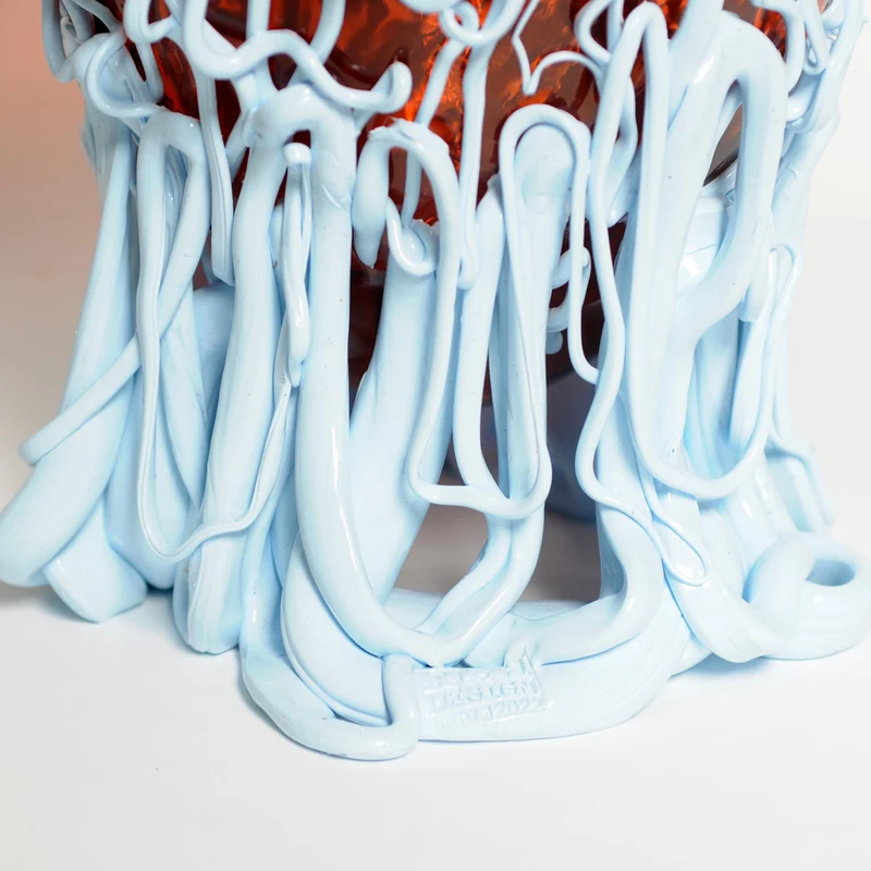 Resin Vase MEDUSA Red and Light Blue by Gaetano Pesce for Fish Design