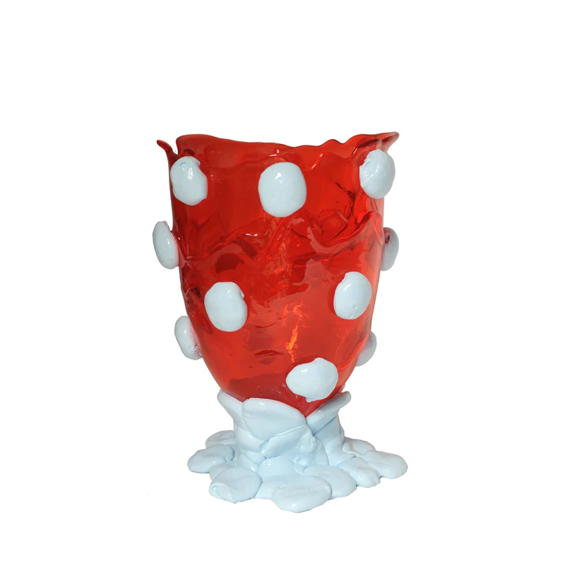 Resin Vase NUGGET Red and Light Blue by Gaetano Pesce for Fish Design