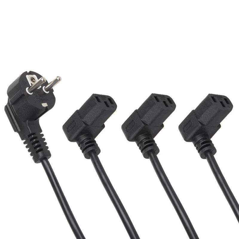 Maclean Power Cable, Angled, 3-Pin, EU Plug, 1.5 m, MCTV-851, 3 pieces