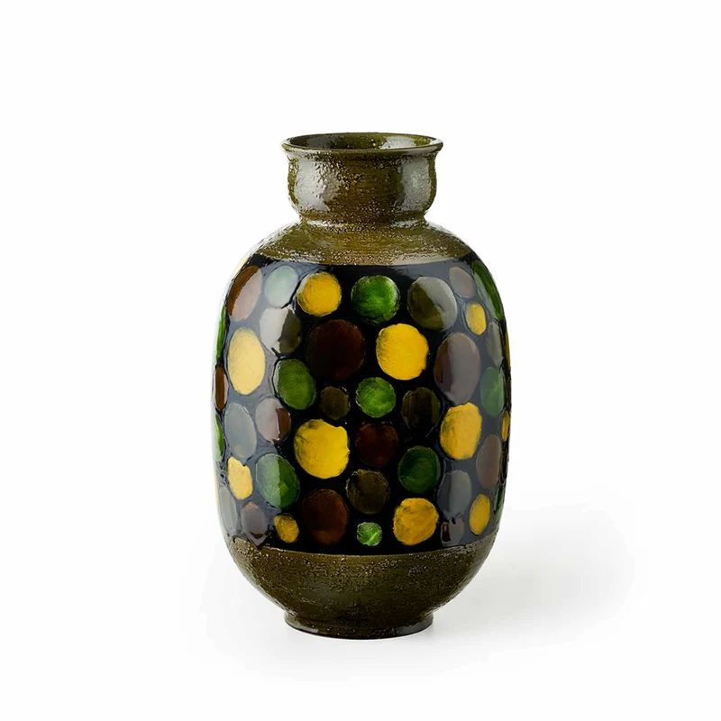 Ceramic Vase VASO VERDE CON CERCHI by Aldo Londi for Bitossi Ceramiche - Limited Edition