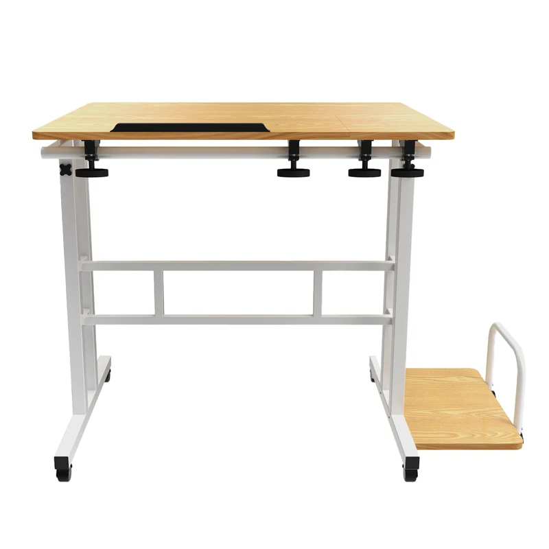 Maclean mobile laptop table desk, white, top 80x60cm, 50kg max, height adjustment 67-115cm , MC-124 W