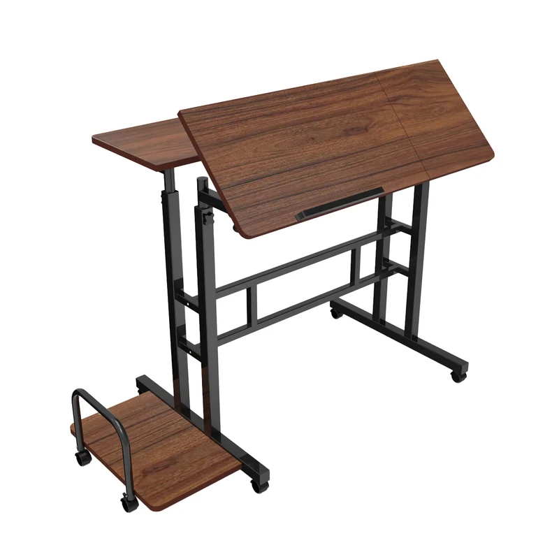Maclean mobile laptop table desk, black, top 80x60cm, 50kg max, height adjustment 67-115 cm, MC-124 B
