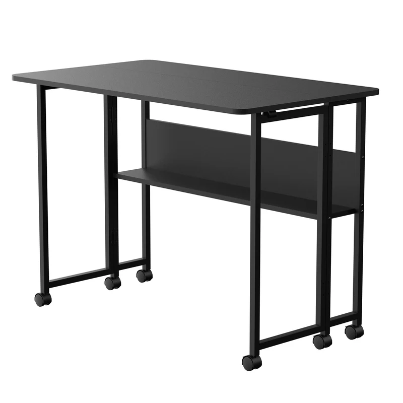 Maclean folding table desk, black, mobile, top 100x58cm, max. 50kg, MC-126 B