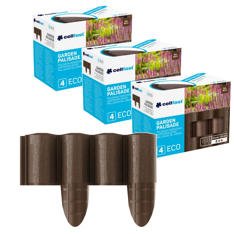 Cellfast Garden Fence, wood-grain finish, frost-resistant, 7.2 m long, brown, 34-031