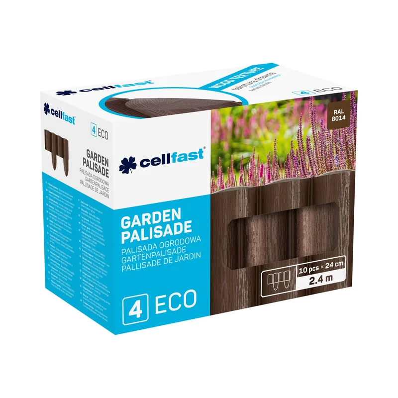 Cellfast Garden Fence, wood-grain finish, frost-resistant, 7.2 m long, brown, 34-031
