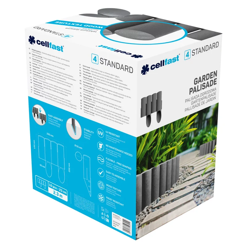 Cellfast Garden Fence, wood-grain finish, frost-resistant, 13.8 m long, graphite color, 34-044