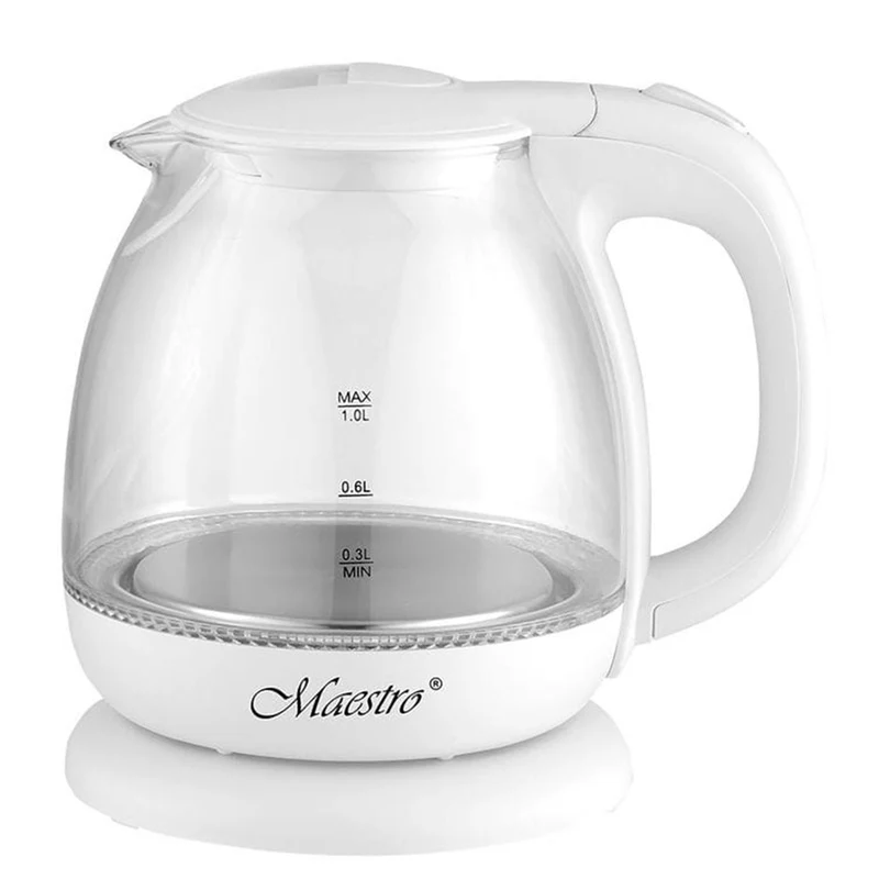 Maestro MR055 Electric Kettle Heat Resistant Glass Illuminated Overheat Protection Compact 1L 1100W