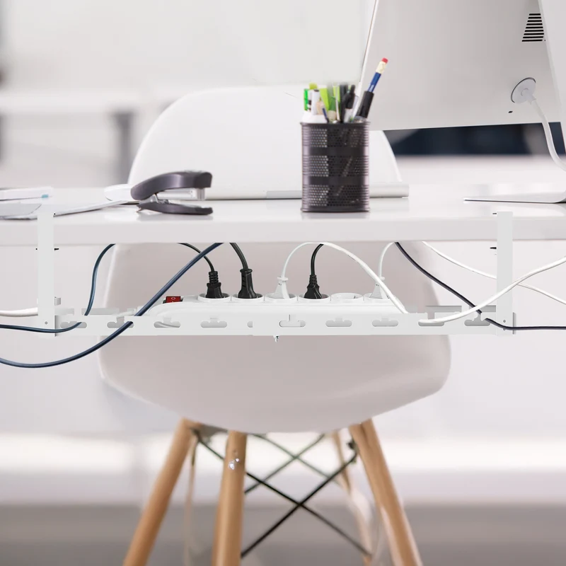 Maclean under-desk cable organizer, max. load 5kg, max. 728mm, white, MC-103 W