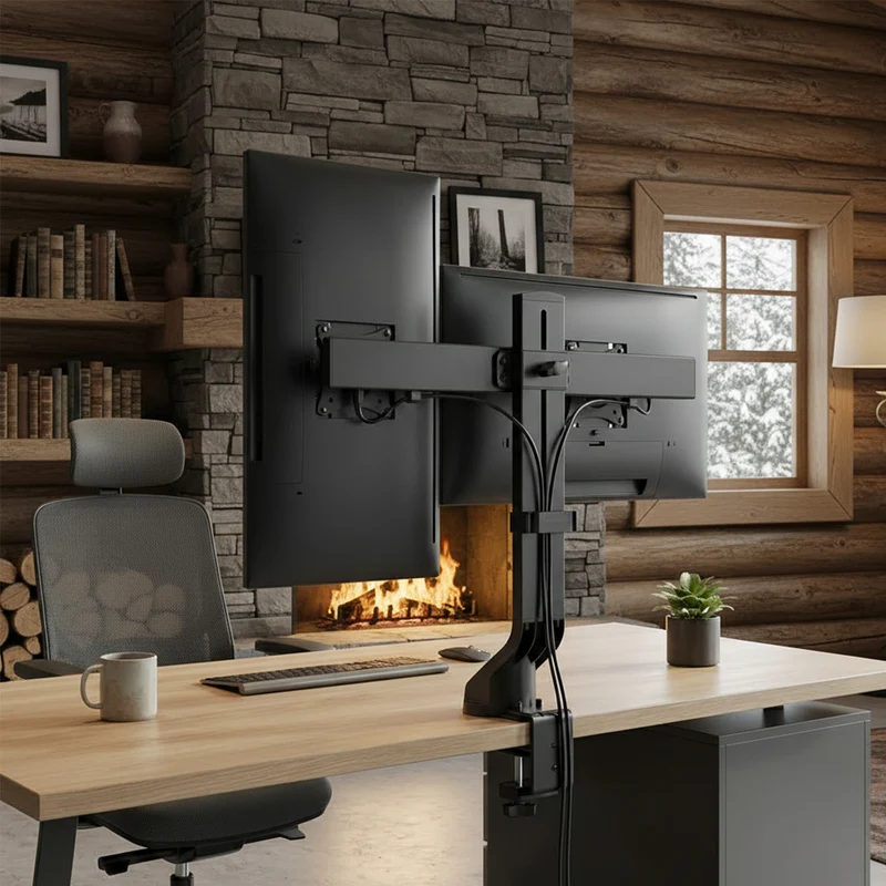 Maclean MC-854 Monitor Bracket Double Desk Mount For 2 Monitors 17" - 27" 14kg VESA LCD LED
