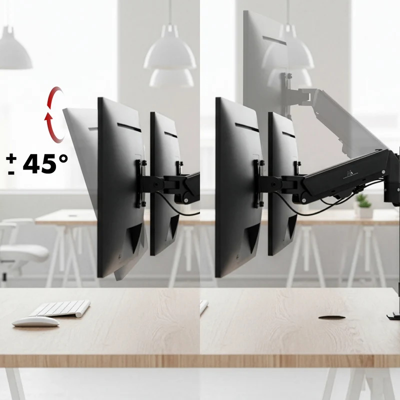 Maclean 2 monitor mount, gas spring, 17"-32", 2-10kg, black, MC-136