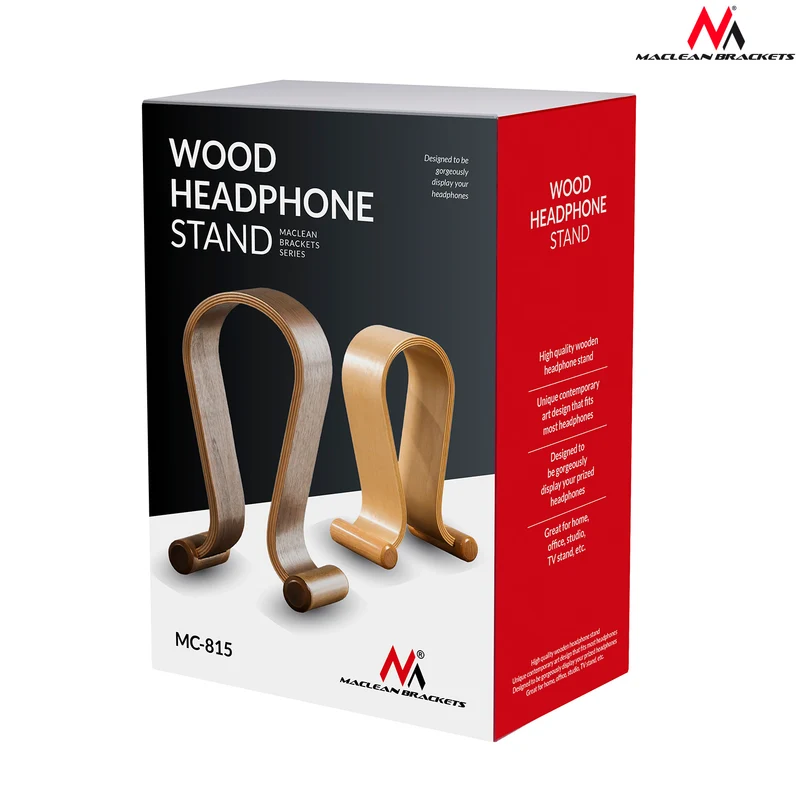 Maclean MC-815W Headphones Stand made of Wood, Colour: Nutbrown