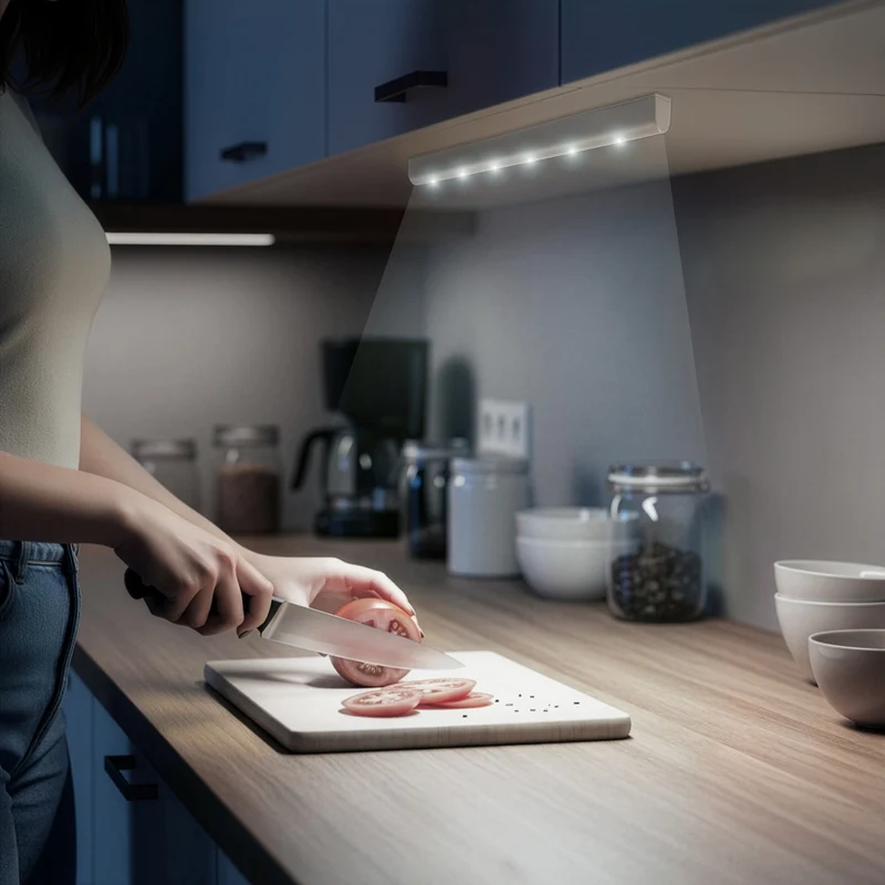 Maclean 6LED under-cabinet kitchen light, oblong, with motion sensor, 5xAA, MCE123 + 5x AAA alkaline battery Varta Industrial