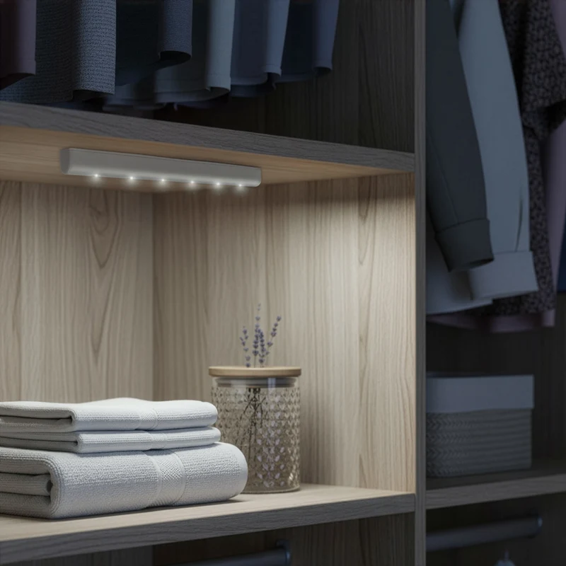 Maclean 6LED under-cabinet kitchen light, oblong, with motion sensor, 5xAA, MCE123 + 5x AAA alkaline battery Varta Industrial