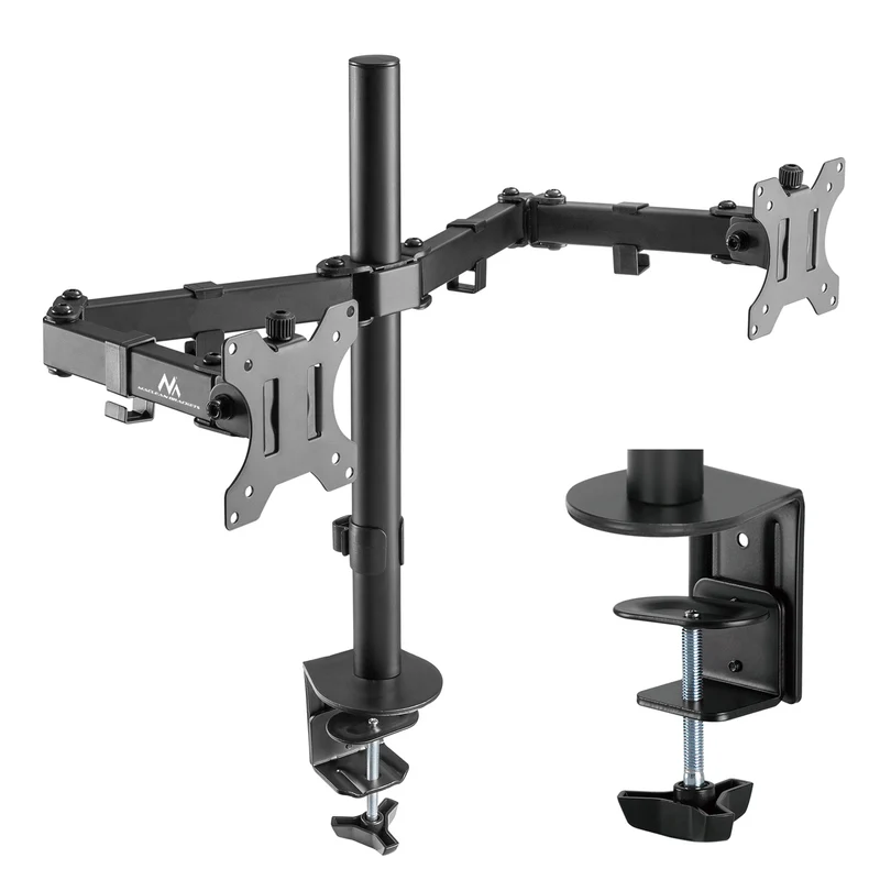 Maclean Brackets MC-884 Double Desk Bracket For 2 Monitors LCD Adjustable Gaming Office VESA 7'' - 32"