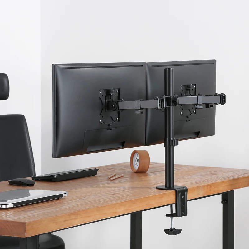 Maclean Brackets MC-884 Double Desk Bracket For 2 Monitors LCD Adjustable Gaming Office VESA 7'' - 32"