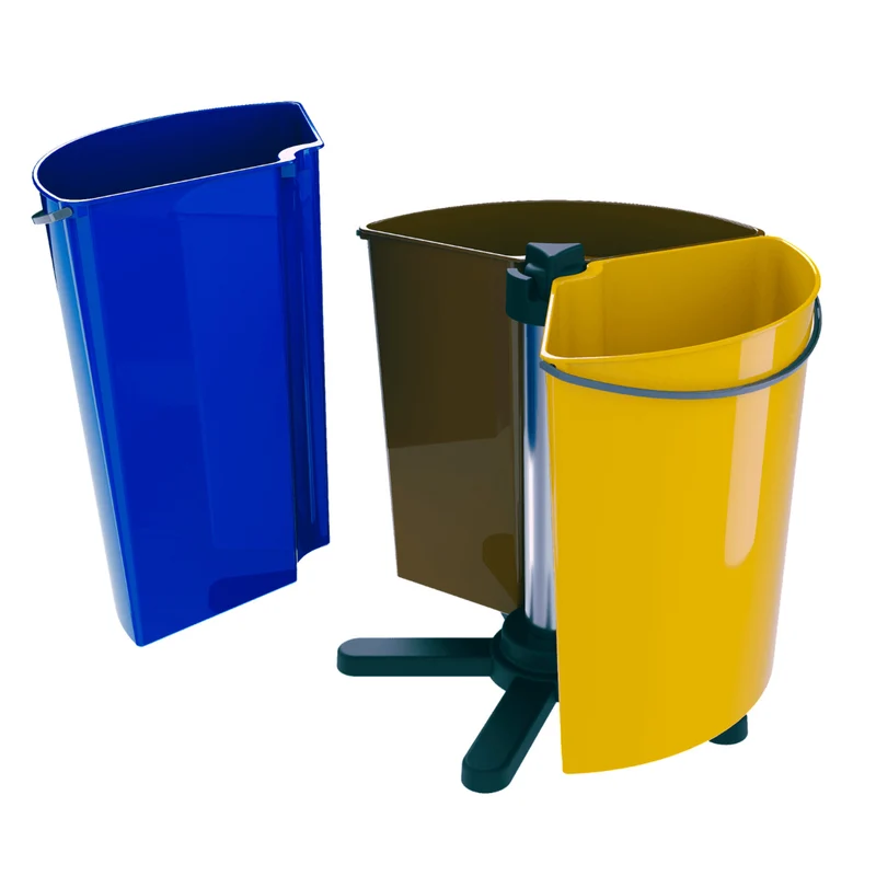 SMARTECO Ecobin Rotable Sorting Waste Bin with 3 Removable Compartments Round Segregation Recycling ECO 3x 11.7L