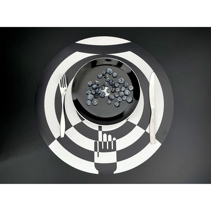 Vinyl Placemats CONCENTRICA Black and White Hand by Valeria Eva Rossi