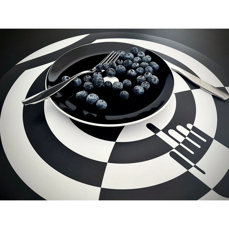Vinyl Placemats CONCENTRICA Black and White Hand by Valeria Eva Rossi