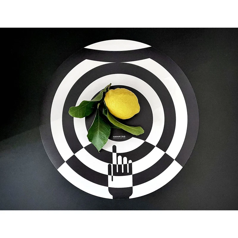 Vinyl Placemats CONCENTRICA Black and White Hand by Valeria Eva Rossi