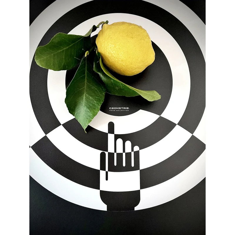 Vinyl Placemats CONCENTRICA Black and White Hand by Valeria Eva Rossi