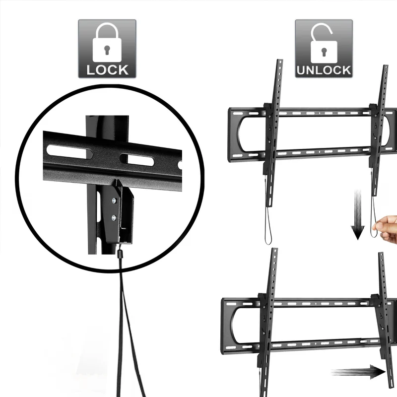 Maclean TV MC-750N Heavy Duty TV Wall Mount Bracket max. 120kg Flat Slim Tilting VESA 900x600 60-120" Black
