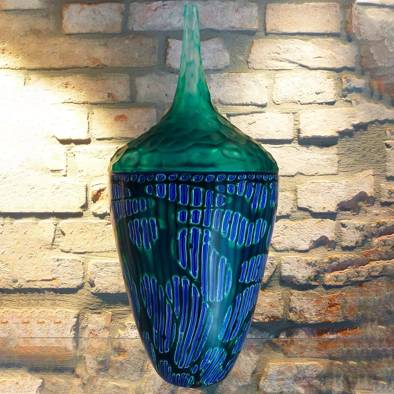 Blown Glass and Murrine Vase ACQUA by Panizzi Murano - Unique Piece