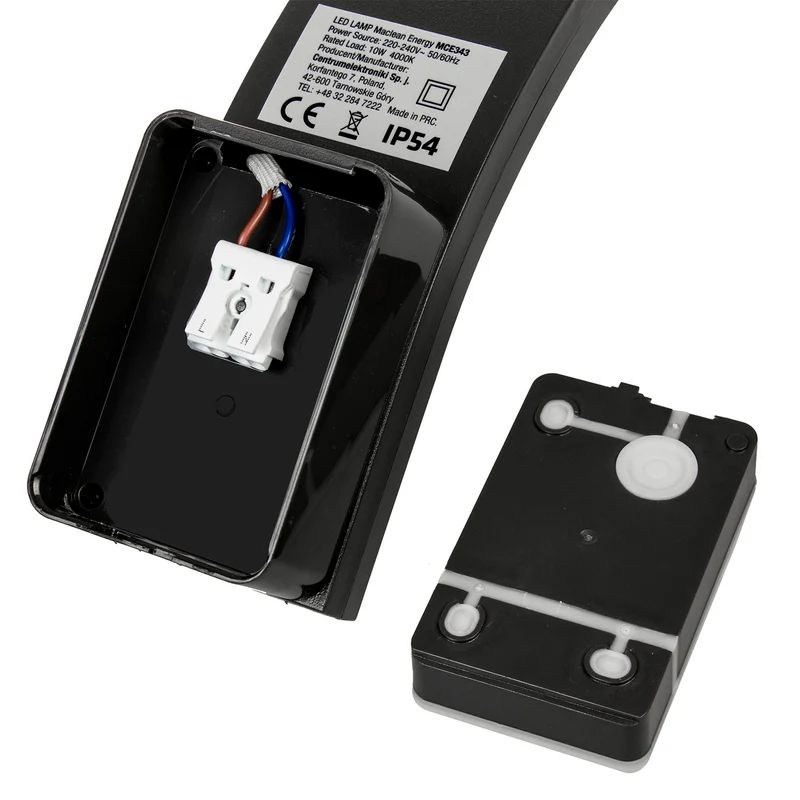 Maclean LED Facade Light, 800 lm, IP54, 10 W, natural white (4000 K), black, MCE343 B, 2 pieces