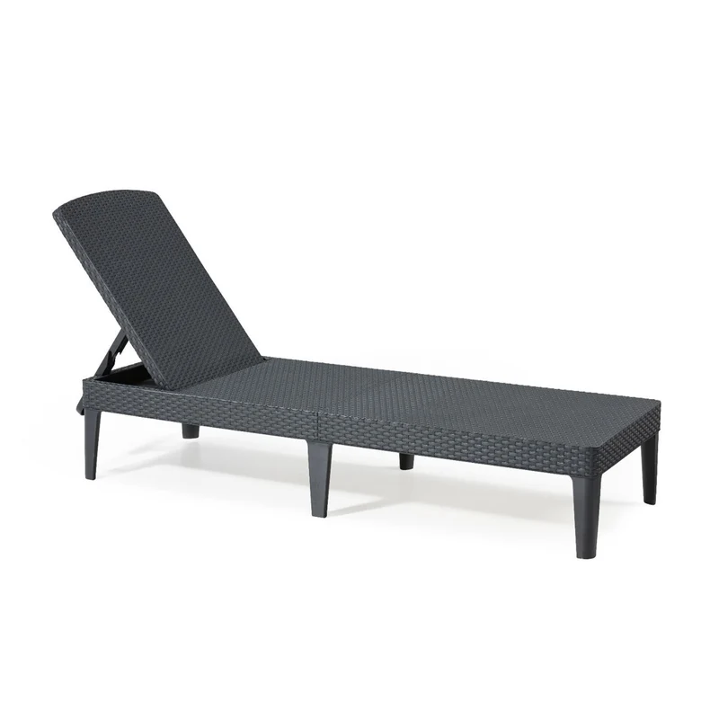 Keter Jaipur 235162 Reclining Sun Lounger Deck Chair - Graphite - Rattan Styl