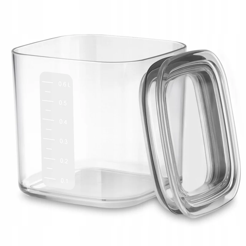 Practic kitchen containers for loose ingredients, capacities: 0.6 L, 0.9 L, 1.5 L, lids with seals,
