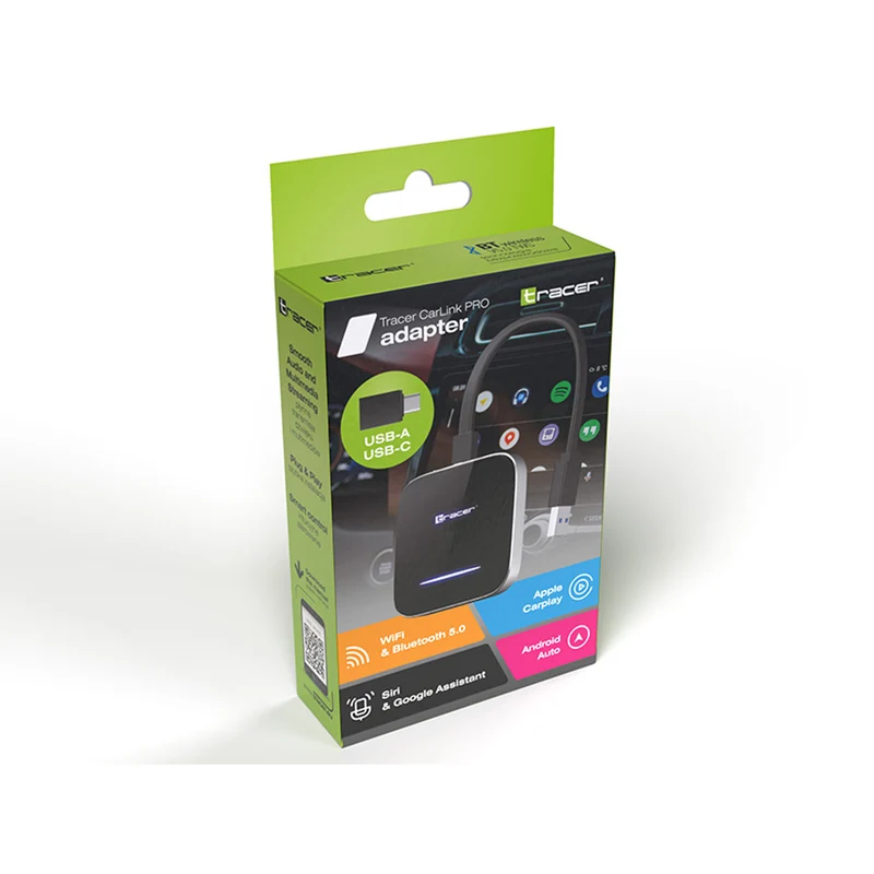 Tracer Wireless CarPlay and Android Auto Adapter, WiFi, Bluetooth 5.0, CarLink PRO