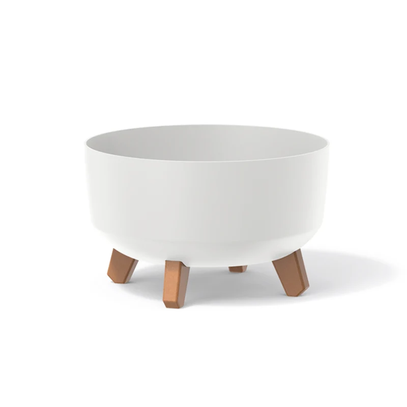 Prosperplast Gracia Low Flowerpot with Removable Legs Incl. Insert for Indoor and Outdoor Use Planter Round Plastic UV-resistant (285mm, White) ...