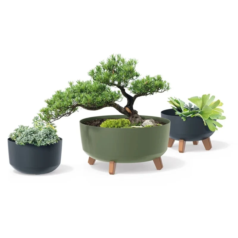 Prosperplast Gracia Low Flowerpot with Removable Legs Incl. Insert for Indoor and Outdoor Use Planter Round Plastic UV-resistant (285mm, White) ...