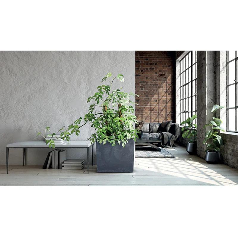 Urbi Case Tower Planter Insert Flowe Pot Tall Plant Rectangular Plastic Anthracite Concrete Effect 68x77cm