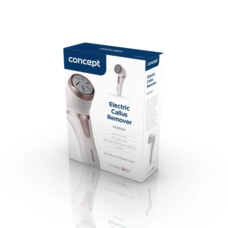 Concept PN3000 Concept Electric Callus Remover with Vacuum Waterproof Removable Rollers 3 Replacement Heads 2 Speeds Heel Feet Pedicure File USB Rechargeable