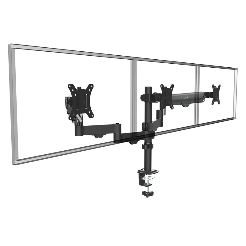 Maclean 3 monitor mount, gas spring, 17"-27", 2-8kg, black, MC-137