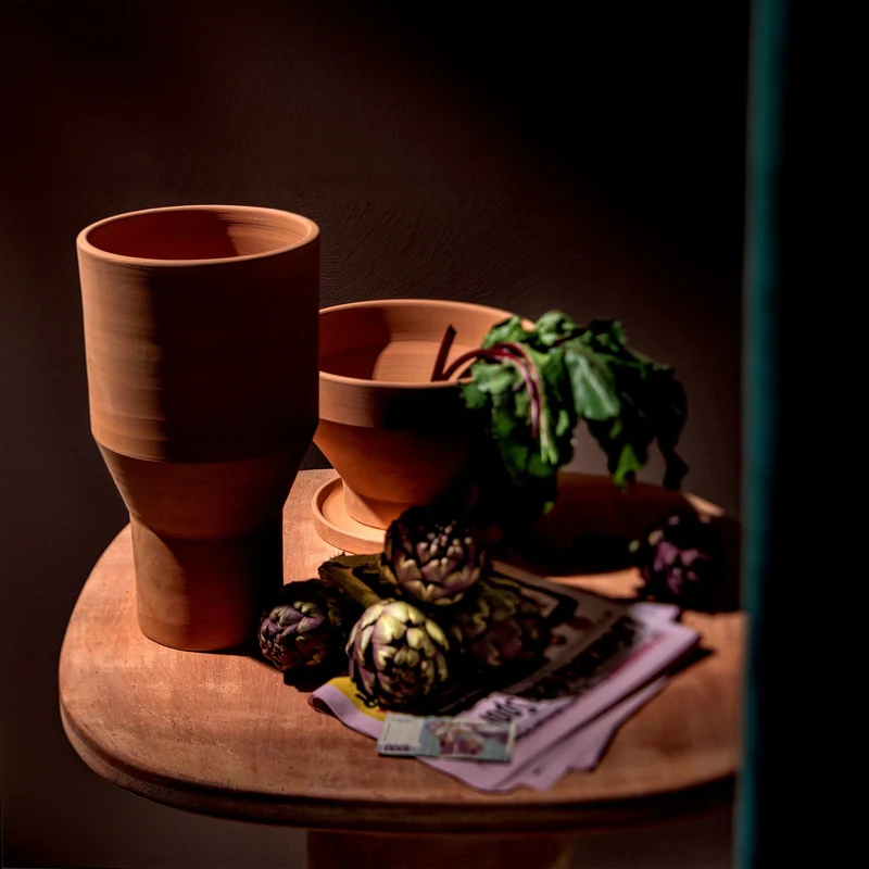 Stackable Terracotta Vase MIRA & PILA Set of Two by Giulio Iacchetti for Internoitaliano