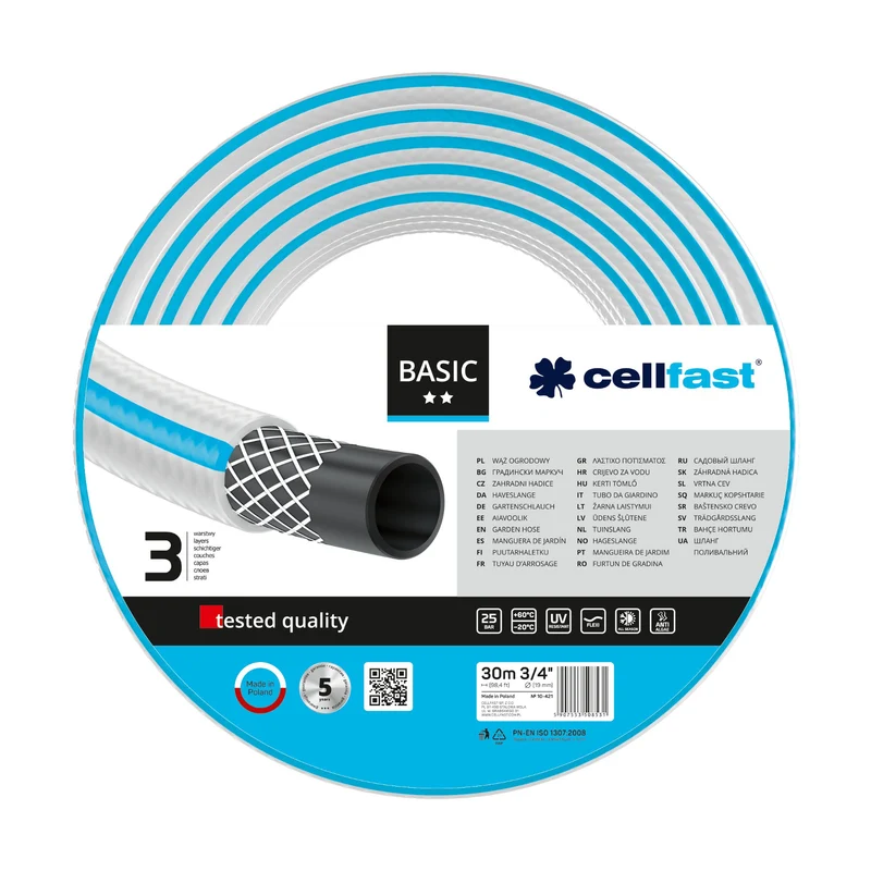 Durable Cellfast Basic 3/4" 3-ply garden hose 30m