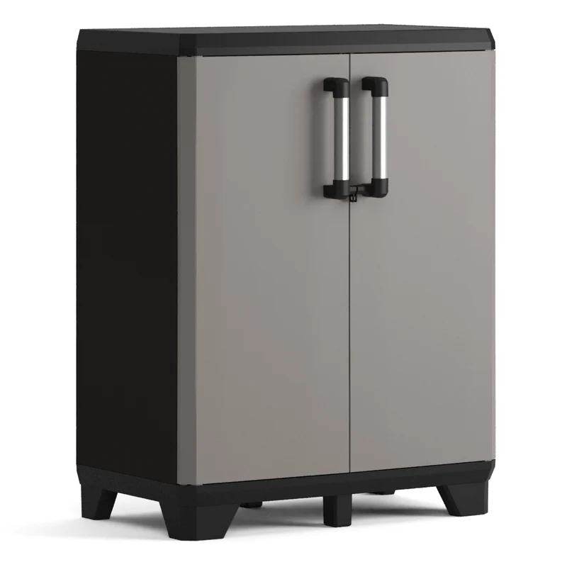 Keter low cabinet, adjustable shelves, reinforced construction, color: gray/black, Pro