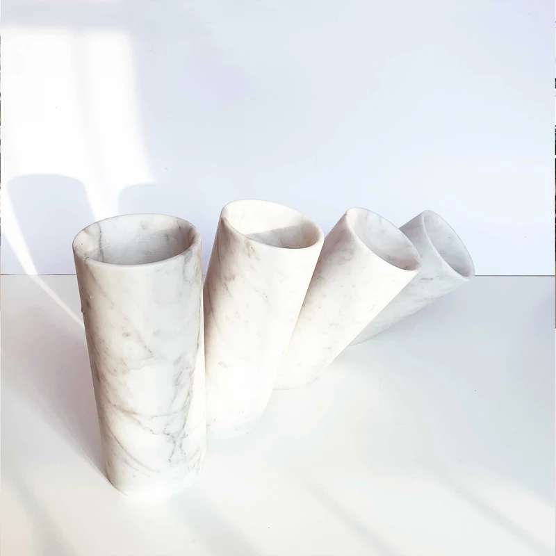 Set of Four Carrara Marble Vases IN EQUILIBRIO by Moreno Ratti - Limited Edition