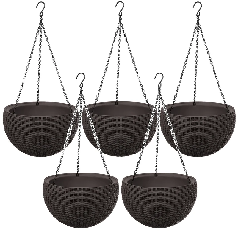 Keter Sphere Planter Hanging Pot, Brown, 5-Pack