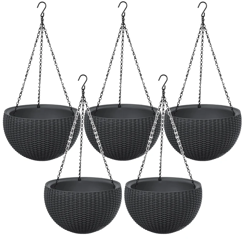 Keter Sphere Planter Hanging Pot, Anthracite, 5 pieces